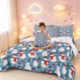 thumbnail image 4 of Manfei Festive Snowman 7 Pieces Full Size Bedding Sets,Traditional Christmas Tree Full Size Bed in a Bag,White Blue,Christmas Reversible, 4 of 6