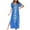 Sky Blue Casual Dresses for Women 2023, variant on Dyegold Sundresses for Women Casual Beach - Womens Maxi Long Sundresses V-Neck Short Sleeve Boho Side Slit Floral Print Flowy Swing Loose Trendy Gown Dress
