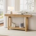 thumbnail image 2 of Farmhouse Fluted Wooden Dining Table – 2-Tier Rectangular Console – Space-Saving Entryway Table with Shelf – Ideal for Living Room, Hallway, or Behind Sofa, 2 of 8