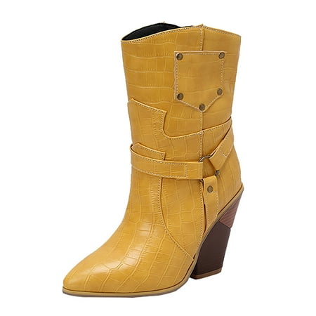 

dmqupv Women s Tall Printed Rain Boot Garden Play Cowgirl Boots Knee High Women Yellow Size 41