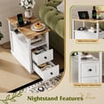 thumbnail image 4 of GALAXHERO Narrow Side Table with Charging Station Wooden End Table with 2 Drawers for Living Room, Bedroom, Small Space White, 4 of 7