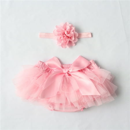 2Pcs Baby Ruffle Bloomers Cute Baby Lace Diaper Cover Headhand Newborn Flower Shorts Toddler Fashion Summer Pants