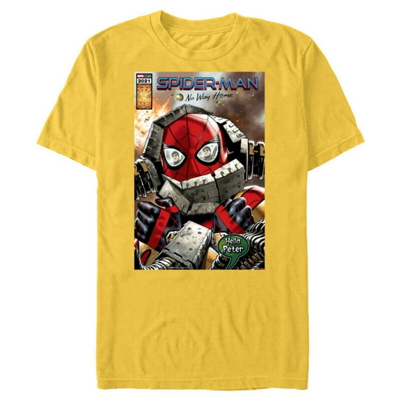 Marvel Spider-Man: No Way Home Doc Ock Hello Peter Comic - Short Sleeve Blended T-Shirt for Adults - Customized-Yellow