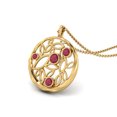 thumbnail image 2 of Collier Chaîne pour Femmes en Argent Sterling 925 Vermeil Or avec Pendentif Rond Filigrané Rempli de Verre Rubis de 1,10 Ct, 2 of 3