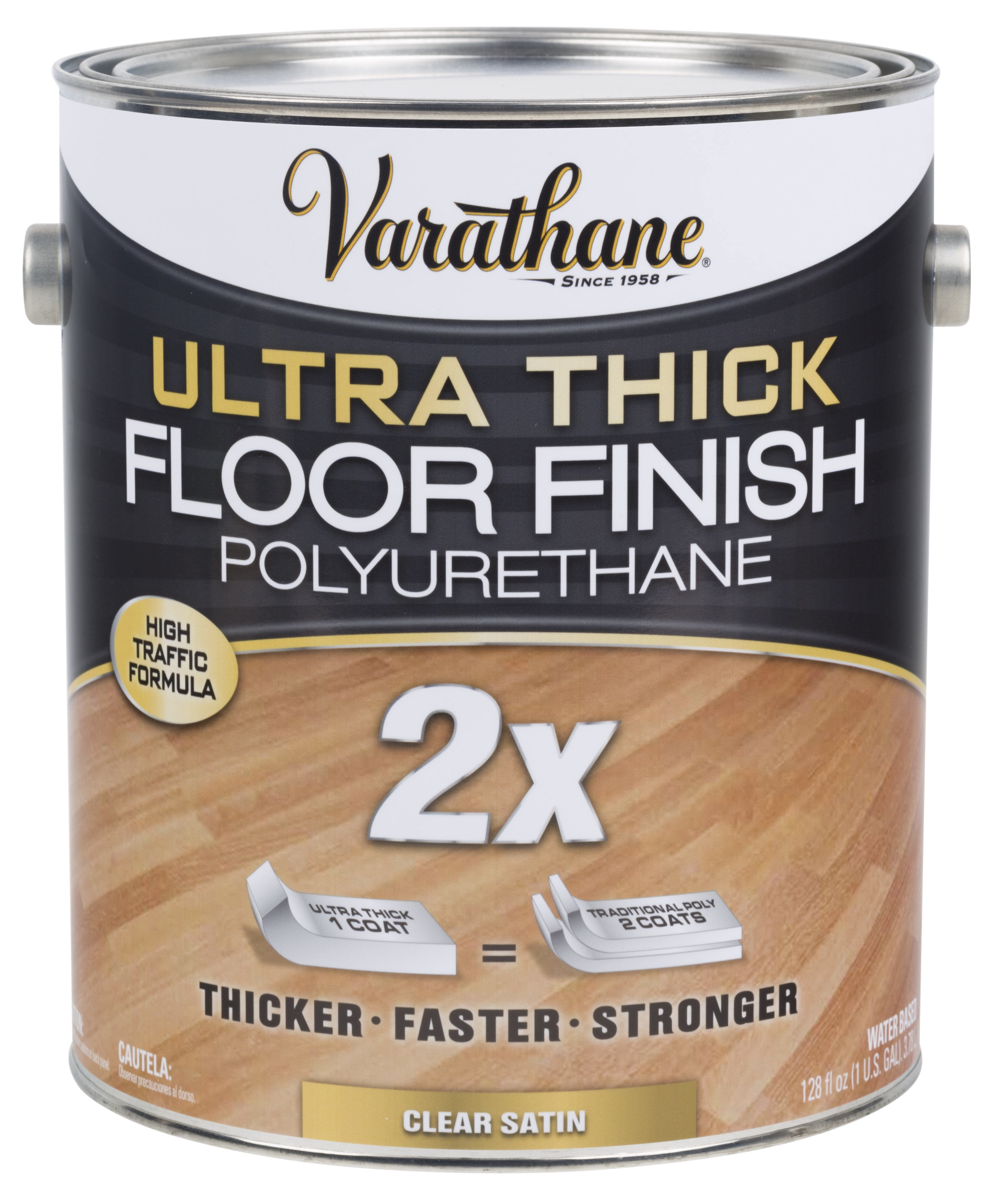 Clear, Varathane Satin 2X Ultra Thick Floor Finish Polyurethane- Gallon, 1 Pack