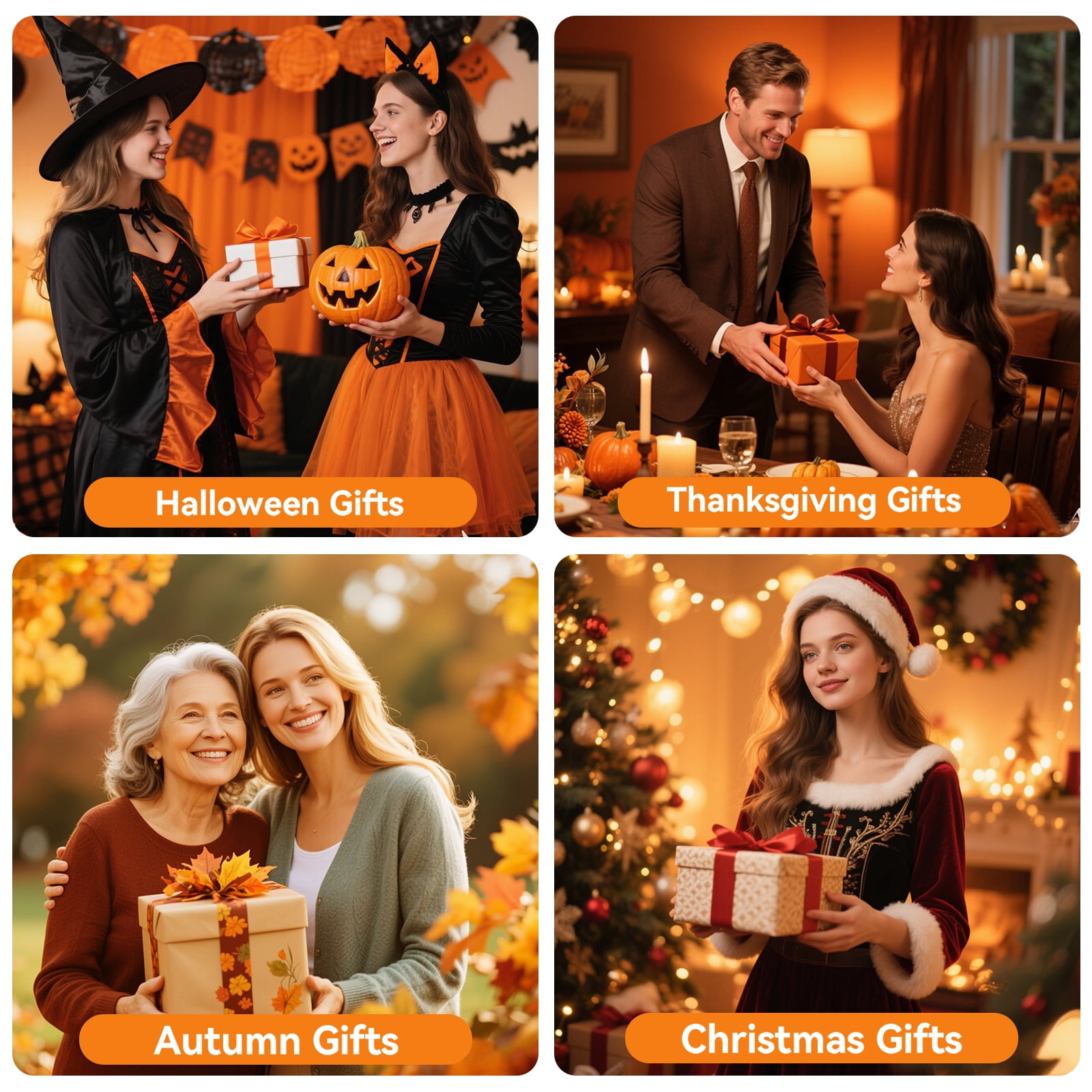 Orange Flameless Candles, Set of 3 Flickering LED Candles with Remote & Timer, Dimmable Real Wax Electric Pillar Candles Battery Operated, Orange Candles for Fall Thanksgiving Halloween Decor