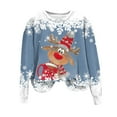 thumbnail image 4 of larppty Festive Reindeer Christmas Sweater Women Long Sleeve - Funny Cute Xmas Crewneck Pullover Tops (Sky Blue, XXL), 4 of 6