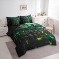 thumbnail image 2 of Manfei Sports Car 7 Pieces Full Size Bedding Sets,Geometric Plaid Art Full Size Bed in a Bag,Green,Black Reversible, 2 of 7