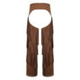 thumbnail image 6 of Choomomo Men's Faux Suede Cowboy Outfit Open Front Tassel Vest & Hollow-out Crotch Tiered Fringe Pants Brown XXL, 6 of 7