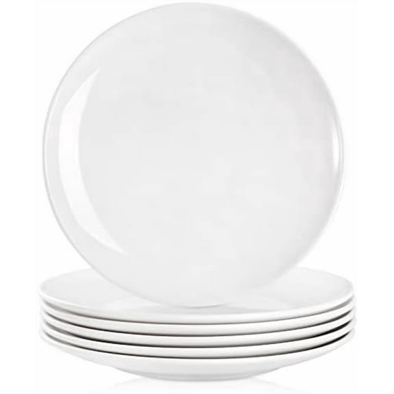 6 Pack Melamine Dinner Plates, 11 Inches White Melamine Plates, Flat Bottom Dinnerware Dishes for Everyday Use, Break-resistant