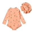 thumbnail image 3 of MEZZALL Baby Girls Swimsuit Vacation Hawaii Beachwear Rash Guard Cartoon Pattern Printing Swimwear Bathing Suit Cute Set, Orange, 6-12 Months, 3 of 9