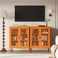 thumbnail image 7 of Elegant 40''H Metal Storage Cabinet with Mesh Doors,Steel Display Cabinet with Adjustable Shelves,Metal Office Storage Locker for Home Office,Orange, 7 of 7