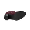 thumbnail image 5 of BLISSFUL STEP Women's Slouch Boots Ankle-High Block Heel Bow Decor Boots Burgundy 7, 5 of 8