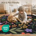 thumbnail image 4 of ODIKA 8'x10' Black Vibrant Floral Night Pattern Washable Area Rug Charming Blossoms with Bold Contrast for Dining Room, Large Office, Lounge, Non-Slip Chair-Friendly Mat, 4 of 7
