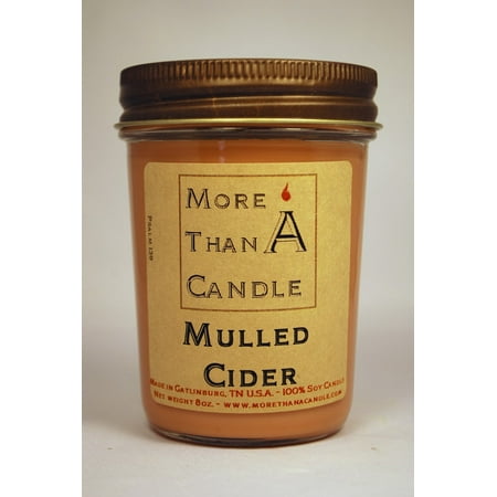 Hot Mulled Cider - More Than A Candle MLD8J 8 oz Jelly Jar Soy Candle, Mulled Cider