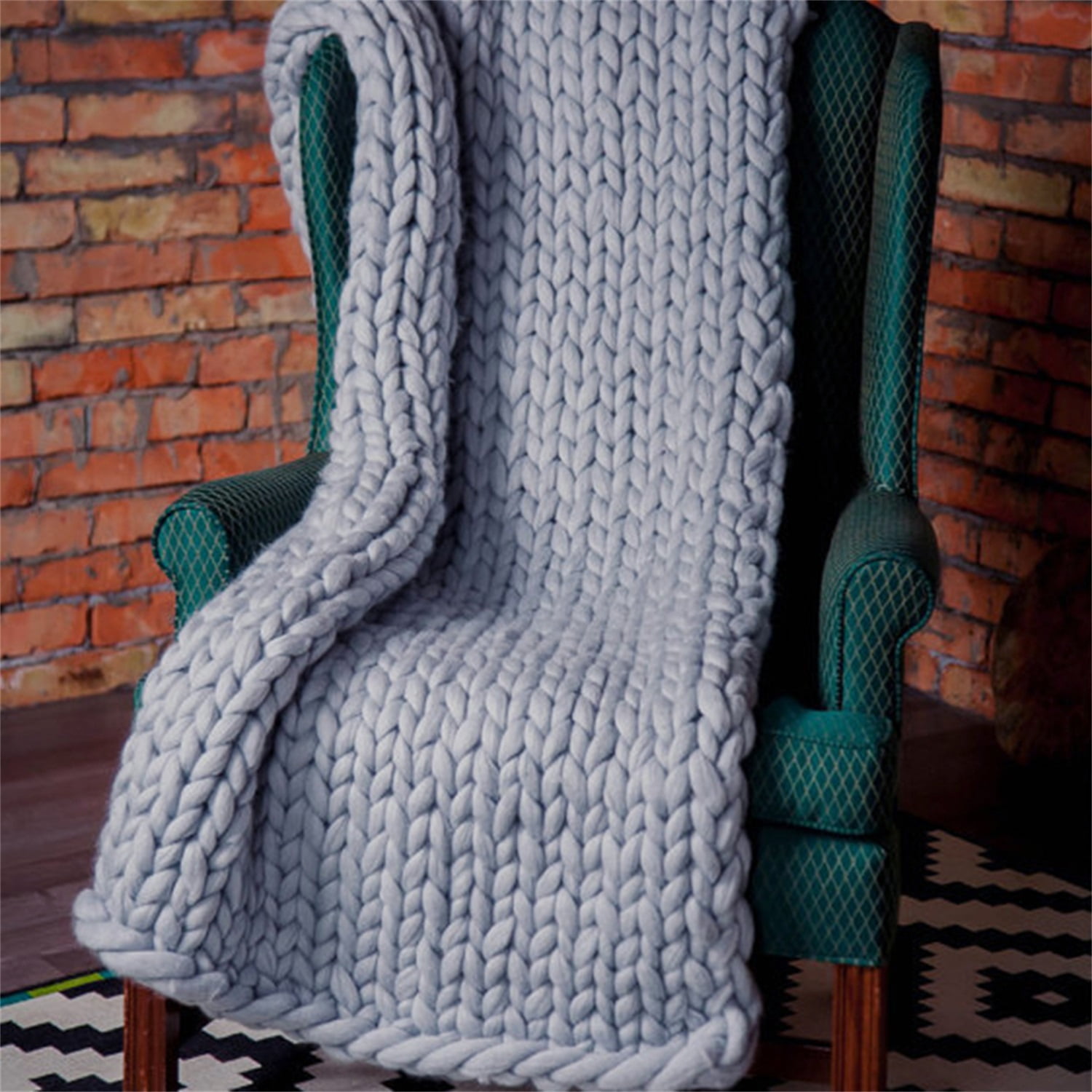 Lowestbest Chunky Knit Blanket, Handmade Warm Soft Throw Blanket, Cable Knit Blanket - Light Grey (51" x 67") Lowestbest Chunky Knit Blanket, Handmade Warm Soft Throw Blanket, Cable Knit Blanket - Light Grey (51" x 67")