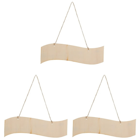 NUOLUX Small Wood Plaques Wave Shape For Staining 3Pcs 11.79X3.54X0.08In