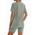thumbnail image 2 of Weardear Maternity Outfits Set 2 Piece Matching Sets Ribbed Knit Side Split Short Sleeve Shirts and Biker Shorts Pregnancy Loungewear, 2 of 6