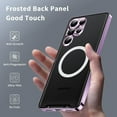 thumbnail image 3 of Dteck Case for Samsung Galaxy S23 Ultra, Compatible with Magsafe Magnetic Adsorption Metal Bumper Back Translucent Matte PC Cover with Full Camera Lens Protector,Purple, 3 of 7