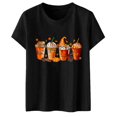 thumbnail image 4 of Halloween Shirts for Women T-Shirt for Casual Wear with Short Round Neck Pumpkin Print Loose Top in Stylish Everyday Wardrobe Black L, 4 of 6