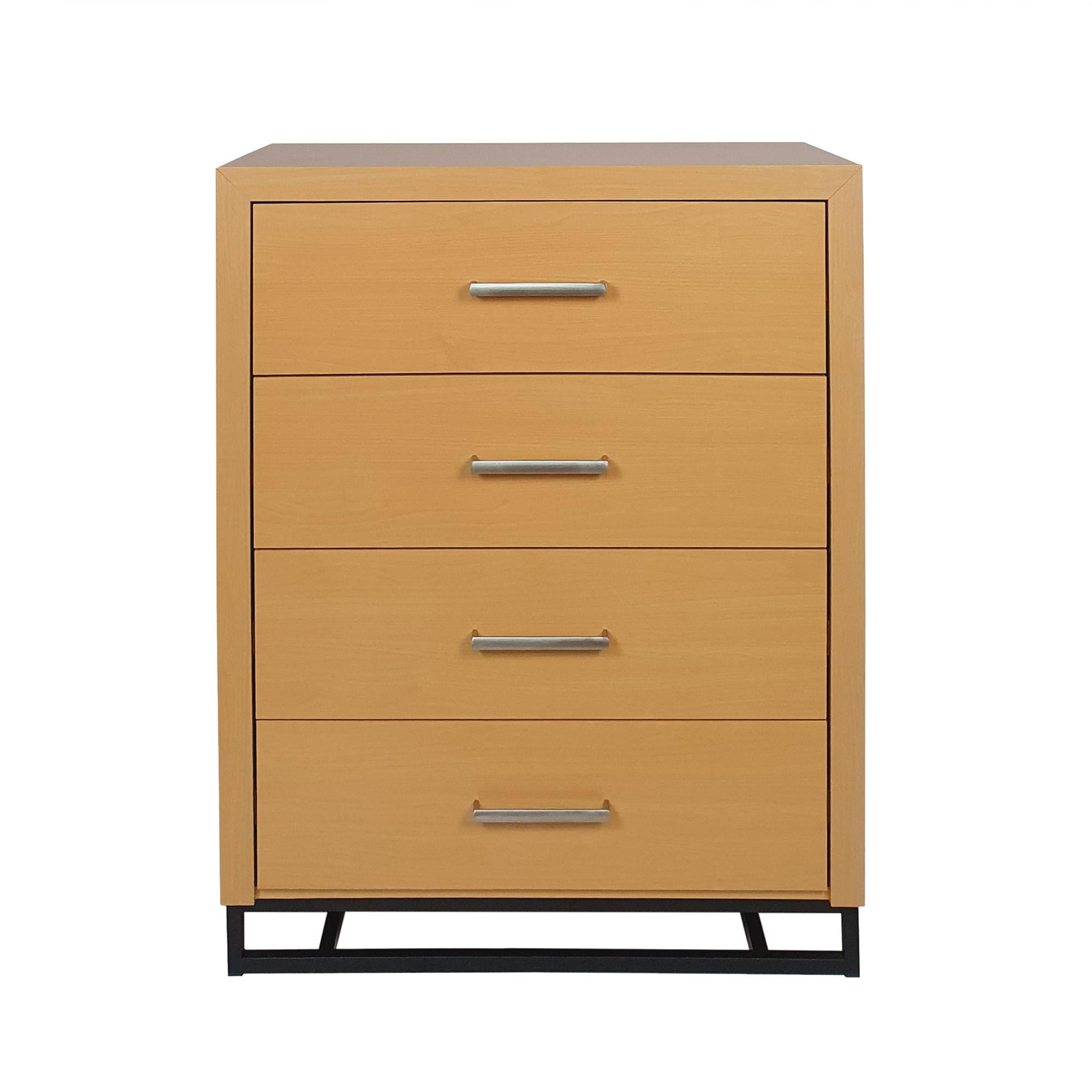 Resenkos Tall Dresser for Bedroom with 4 Drawers, Chest of Drawers with Sturdy Metal Frame for Nursery, Maple