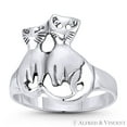 thumbnail image 1 of Cat Spirit Animal Charm Love & Relationship Totem Right-Hand Ring in Oxidized .925 Sterling Silver, 1 of 1