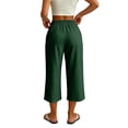 thumbnail image 5 of Capris for Women Casual Summer New Wide Leg Capri for Women Elastic Waist Loose Casual Cropped Pants Summer Lightweight Soft Beach Vacation Bottoms Green M, 5 of 8
