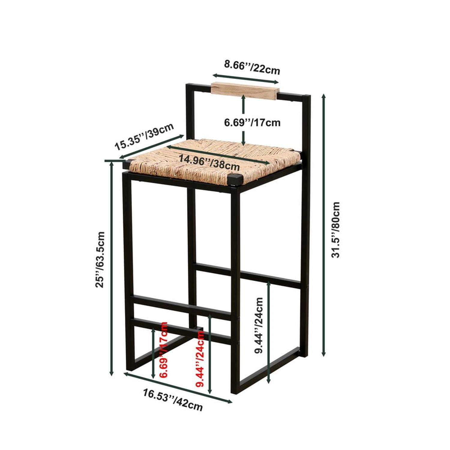 Demi Bonn 32" Counter Height Bar Stools Set of 2, Paper Rope Woven Barstools with Back, Kitchen Island Countertop Chairs for Dining Room, Brown