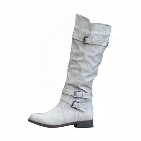 

Wesracia Boots For Women Winter Boots Women s Boots Knee-Hign Boots For Women Retro Booties Chunky Heel Boots Shoes