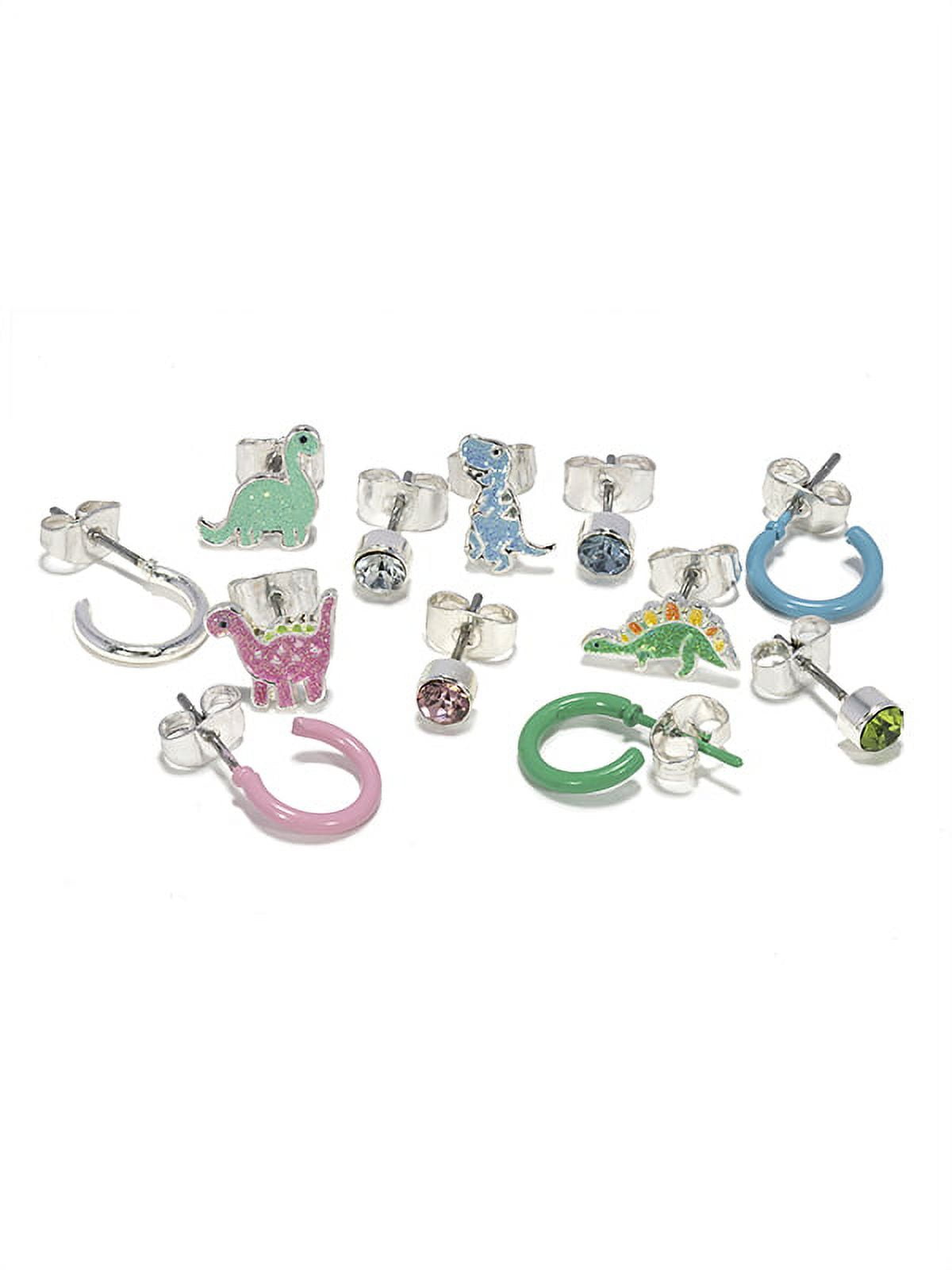Claire's Girls Rainbow Dinosaur Stud Earrings Set, 12 Pairs, Children's