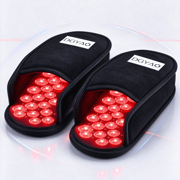 DGYAO Red Light Therapy Slipper for Feet, 660nm & 880nm Near Infrared Light Therapy Foot Device, 20‑Min Auto Timer, Home Use Light Therapy Foot Slipper (Pair)