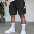 thumbnail image 2 of Dwelliawo Mens Cargo Shorts Elastic Waist Drawstring Lightweight Casual Cargo Shorts Pants Summer Outdoor Athletic Shorts with Pockets Black 2XL, 2 of 5