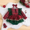 thumbnail image 3 of Gupgi Christmas Baby Girl Plaid Romper Dress Infant Long Sleeve Ruffle Mesh Bodysuits, 3 of 8