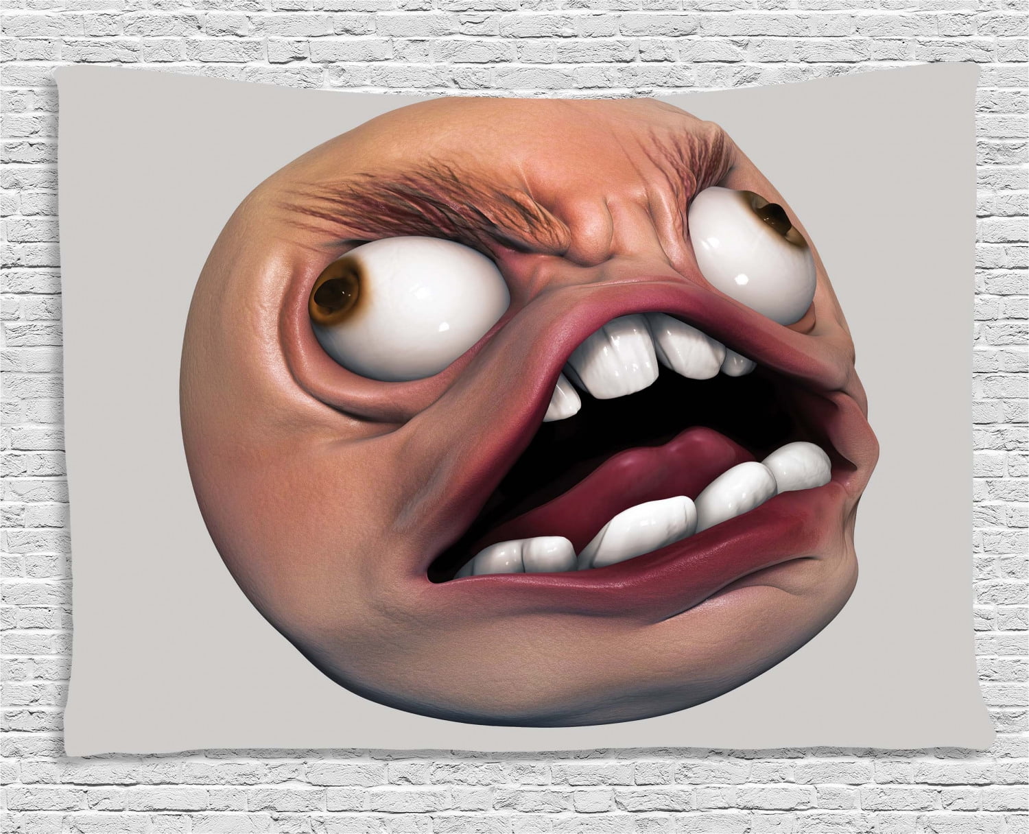 Humor Decor Tapestry, Angry Rage Guy Meme Bad Hair Day Late Work