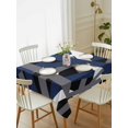 thumbnail image 2 of Navy Blue Black Geometric Rectangle Tablecloth, Modern Art Abstract Grey Line Waterproof & StainResistant Tablecloth, Washable Oil-proof Table Cover for Dining/Party/Wedding/Camping/Buffet 52x70 In, 2 of 9