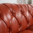 thumbnail image 7 of 84"Rolled Arm Chesterfield Sofa Couch, Modern 3 Seater Sofa Couch, Luxious Leather Couch with Thicken Seat Cushions and Button Tufted Back, Chesterfield Couch with Nailhead Trim, Orange+PU, 7 of 7