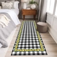 thumbnail image 3 of Summer Lemon Runner Rugs 2x6 ft Floral Leaf Black White Buffalo Plaid Washable Hallway Rugs Non-Slip Floor Mats Absorbent Carpet Bedside Runners for Bedroom Kitchen Bathroom Laundry Room, 3 of 9