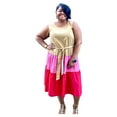 thumbnail image 2 of Womens Plus Size Tan Color Block Midi Tank Dress, 2 of 2