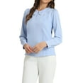 thumbnail image 4 of INSPIRAR CHIC Blusa de Manga Larga con Cuello Peter Pan y Botones Decorativos en la Espalda XL Azul Cielo, 4 of 6