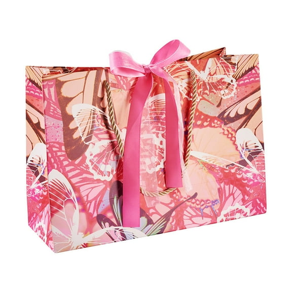 Paper Bags with Handle with Cotton Cord Handles Merchandise bag Gift Party bag Rectangle Cerise Butterfly 20.1x28x0.45cm