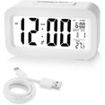 thumbnail image 1 of Rechargeable Alarm Clock, Digital Alarm Clock Mains Powered Bedside With Adjustable Brightness, 12/24 Hours Date And Temperature Display Snooze Functi, 1 of 5