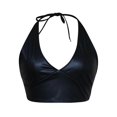 thumbnail image 4 of Women S Fashion Pu Leather Bra Sexy Thin Strap Strappy Halter Lingerie Seamless Push Up Solid Color Bralette, 4 of 5