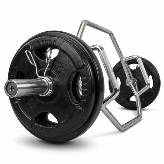 Airfind 56 Inch Olympic Hexagon Deadlift Trap Bar with Folding Grips, Chrome Steel Powerlifting Hex Bar with Dual Knurled Handles for Home Gym, 800 lbs Capacity, Silver