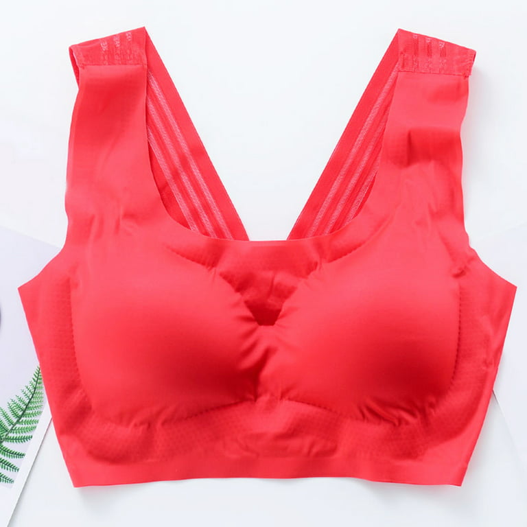 B91xZ Cotton Stretch Extreme Comfort Bra Pure Comfort Wireless Lace  Bralette Lightly Lined Convertible Bra,Red XXL