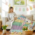 thumbnail image 4 of Throw Blanket Fleece Throw Blanket 50x80in, Easter Day Bunny Flower Leaf Soft Lightweight Bed Blankets Rustic Colorful Eggs Wooden Fuzzy Couch Blankets for All Season, 4 of 9