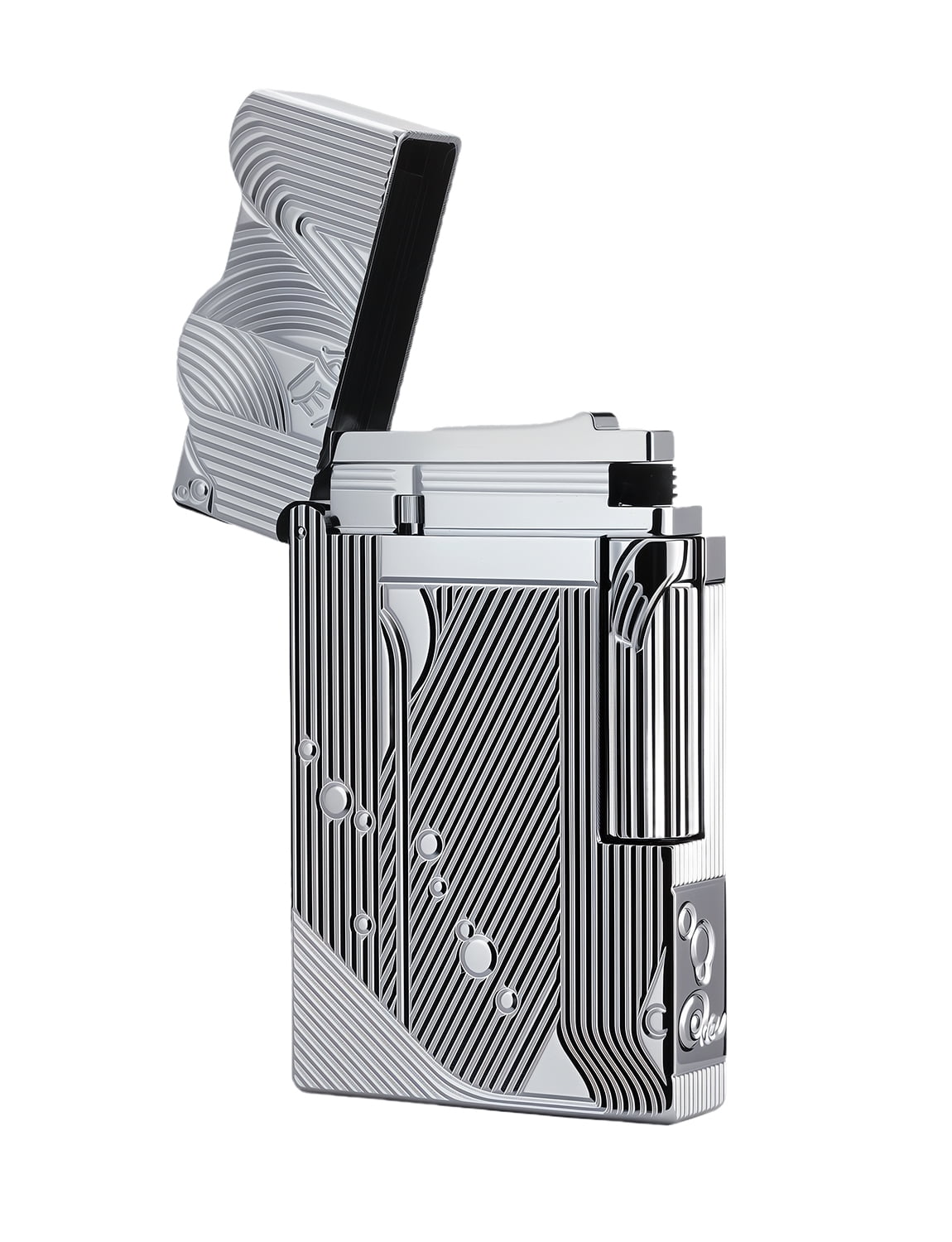 Refillable Swiss Luxury Classic Retro Thin Brass Kerosene Lighter, Crisp Sound, Side-Slide Soft-Flame, Unique,Electroplated Chrome Color,Relief, Collectible, Gift for Father, Thorens Mermaid