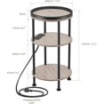 thumbnail image 2 of Small Round Side Table with Charging Station for Small Spaces, 3-Tier Round Accent Table with 2 USB Ports & Power Outlets, Round Corner Table Sofa Side Table for Living Room Bedroom Apartment(USB,Oak), 2 of 18