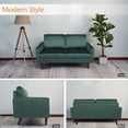 thumbnail image 6 of Hybition Velvet Loveseat Modern Sofa with Wooden Legs-Green, 6 of 8