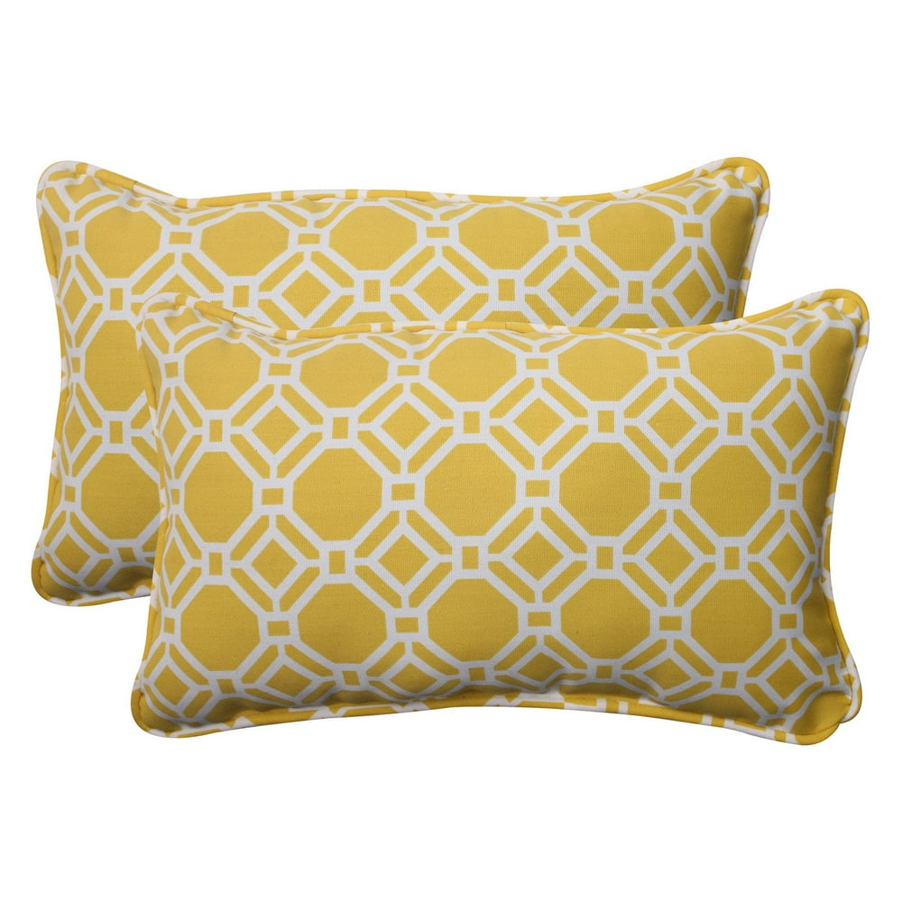 Pillow Perfect Outdoor/ Indoor Rossmere Yellow Rectangle Throw Pillow
