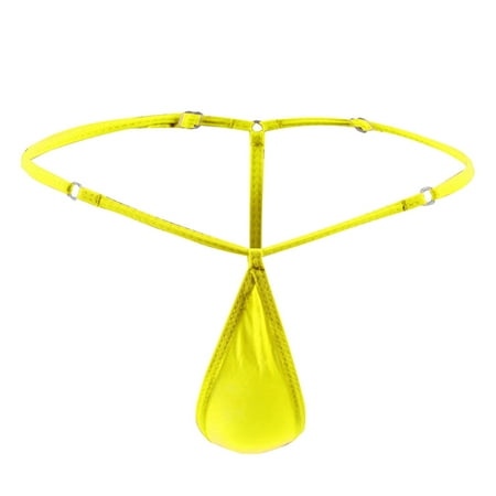 HYSYSB Womens Underwear thongs for Men mens Boxer Briefs mens Briefs men s Underwear Fit Translucent Ice Silk Low Waist Buckle G String Pants T Pants men s Underwear Briefs Yellow One Size
